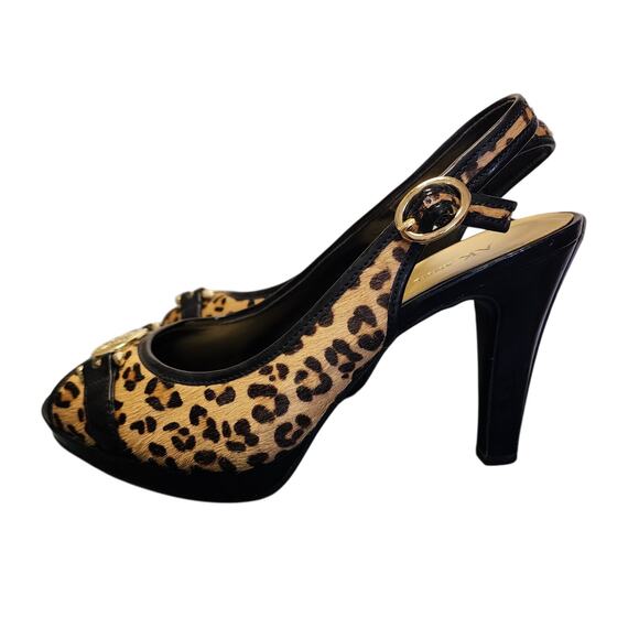 AK Anne Klein Women Shoes, iFlex Cheetah Print Fur Slingback Peep Toe Pumps 7.5 - Picture 3 of 10